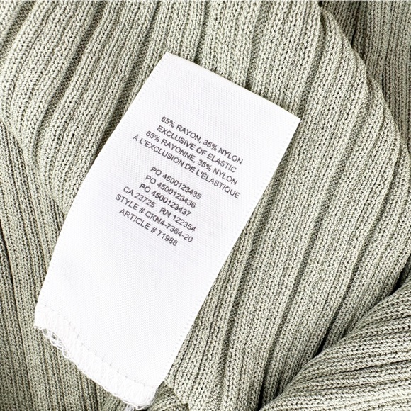 Aritzia Wilfred High-Rise Ribbed Knit High Slit Midi Skirt Sage Frost Green XS - Picture 7 of 7